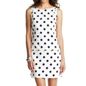 LOFT Sleeveless Black and White Polka Dot Mini Dress